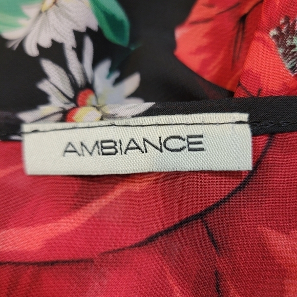 Ambiance: Semi-Sheer Open front Poppy Print Cardigan Cover up - Picture 5 of 5